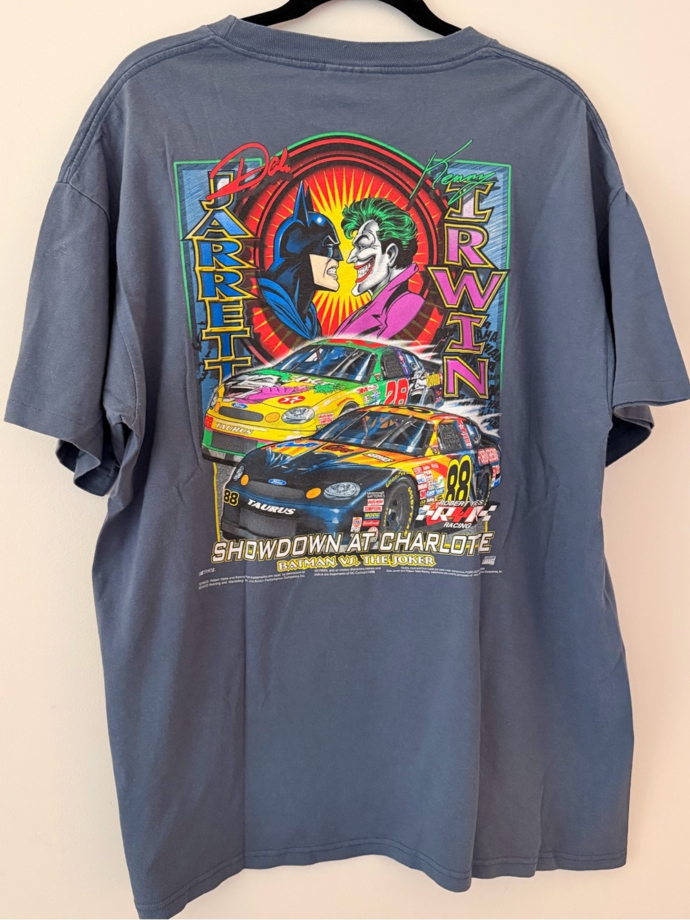 Vintage 1998 Batman Joker NASCAR Showdown Charlotte Tee XL USA